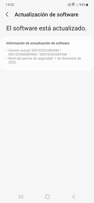 Si su teléfono está actualizado, verá la siguiente pantalla