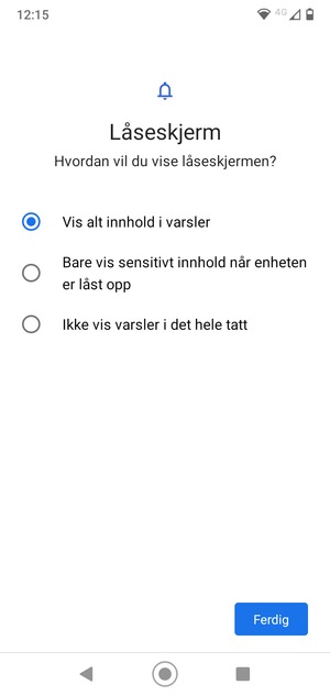 Velg ønsket alternativ og velg Ferdig
