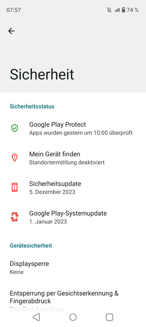 Wählen Sie Displaysperre