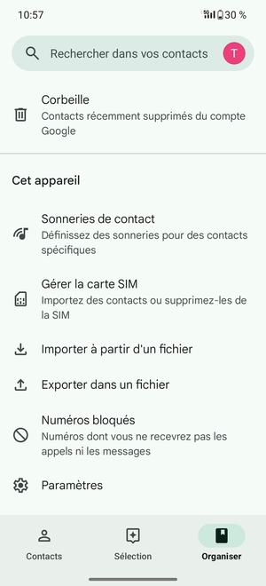 Faites défiler et sélectionnez  Gérer la carte SIM