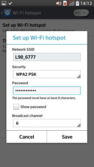 Enter a password of at least 8 characters and select Save