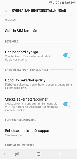 Välj Ställ in SIM-kortslås