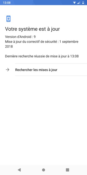 Si votre téléphone est à jour, vous verrez l'écran suivant