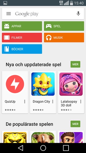 Tryck på sökfältet