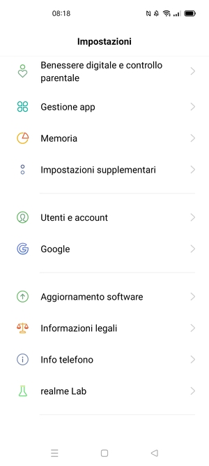 Scorri e seleziona Utenti e account
