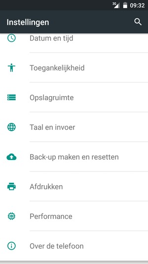 Scroll naar en selecteer Over de telefoon