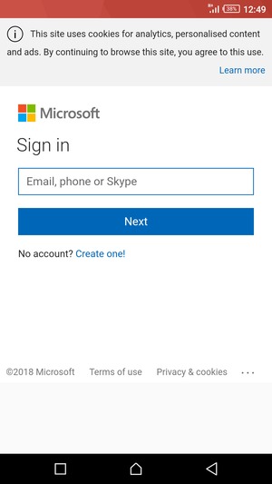 Enter your Email address and select Next