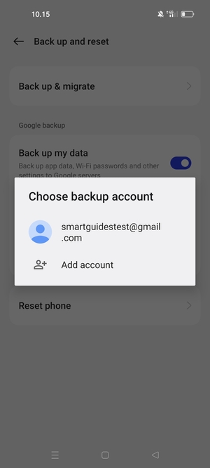 Select your backup account