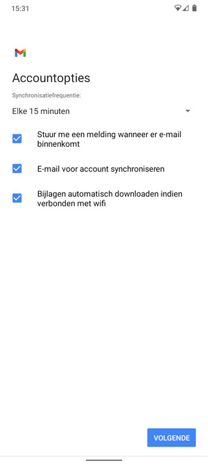 Selecteer VOLGENDE