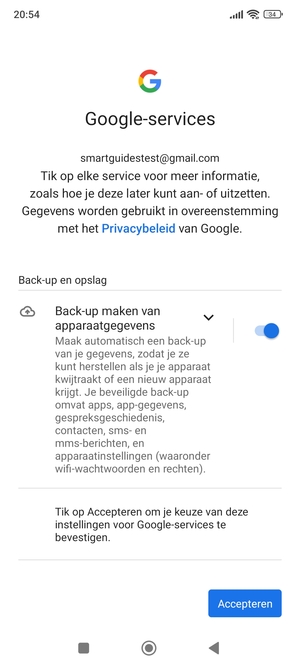 Selecteer Accepteren