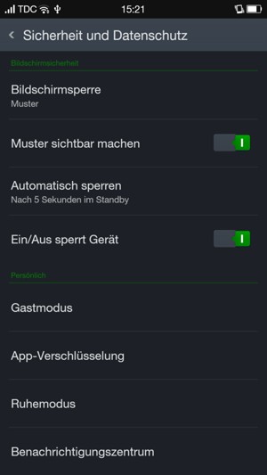 Wählen Sie Bildschirmsperre