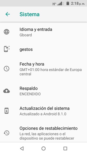 Seleccione Actualización del sistema