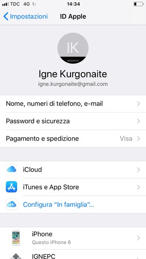 Seleziona iCloud