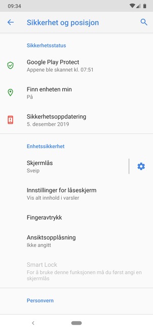 Velg Skjermlås