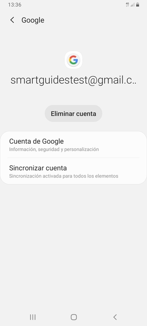 Seleccione Sincronizar cuenta