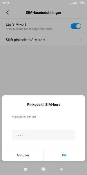 Indtast din Ny pinkode til SIM-kort og vælg OK