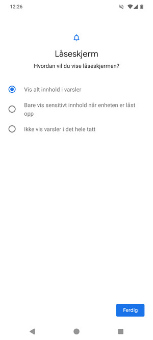 Velg ønsket alternativ og velg Ferdig