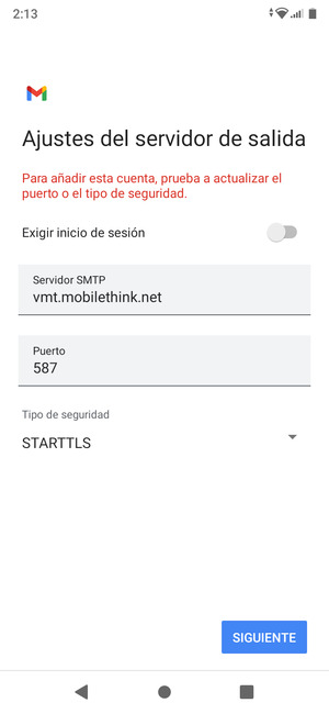 Seleccione Tipo de seguridad