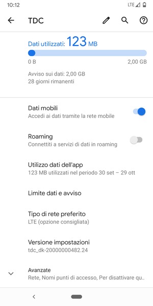 Scorri e seleziona Avanzate