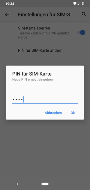 Bestätigen Sie Ihre neue PIN der SIM-Karte und wählen Sie OK