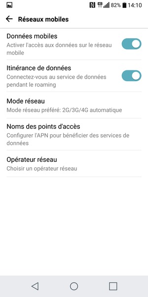 Activer ou désactiver Itinérance de données