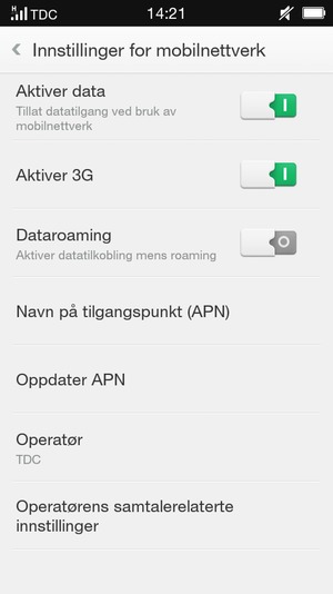 Velg Navn på tilgangspunkt (APN)