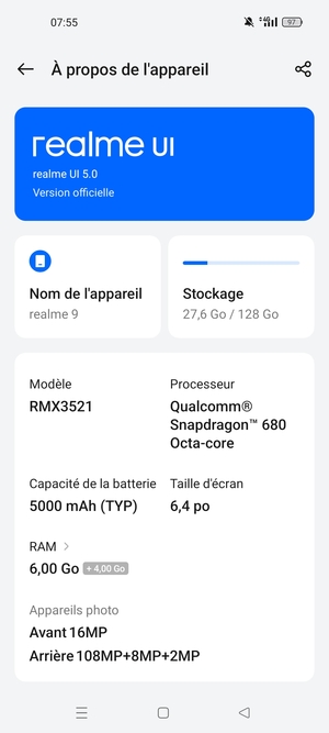 Sélectionnez realme UI
