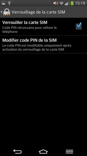 Sélectionnez Modifier code PIN de la SIM