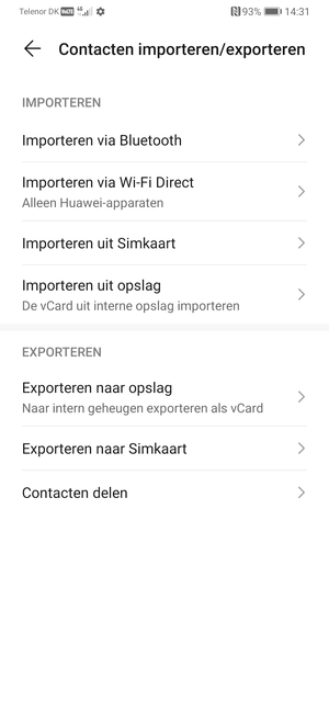 Selecteer Importeren uit Simkaart