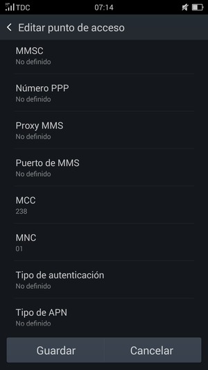 Desplácese hacia abajo e introduzca la información MMS