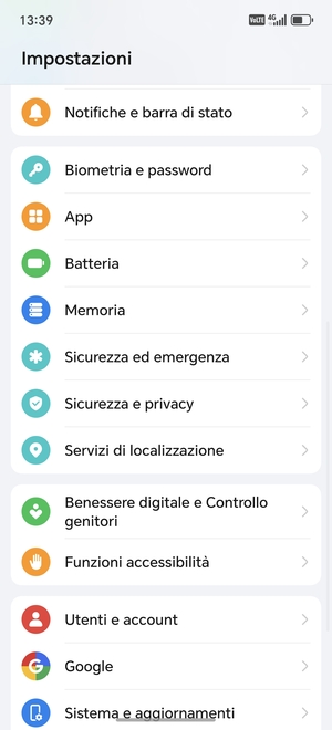 Scorri e seleziona Sicurezza e privacy