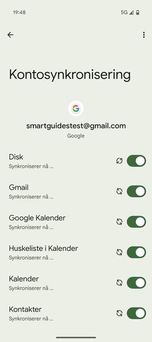 Din informasjon blir synkronisert