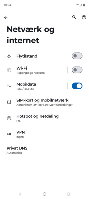 Vælg Wi-Fi