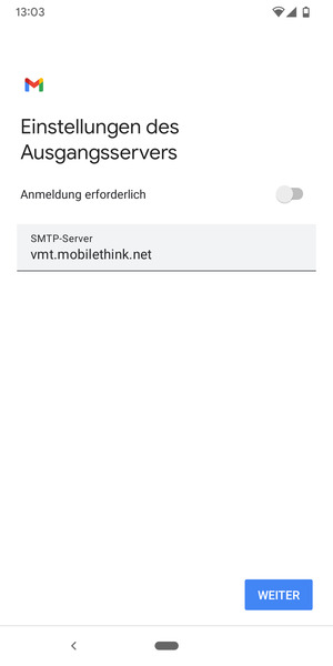 Schalten Sie Anmeldung erforderlich aus und wählen Sie WEITER