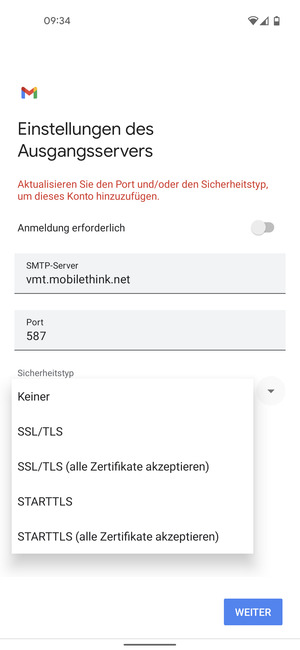 Wählen Sie Keiner und WEITER