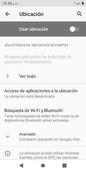 Desactive Usar ubicación