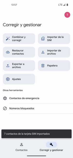 Sus contactos se guardarán en su cuenta de Google y se guardarán en su teléfono la próxima vez que Google sea sincronizado.