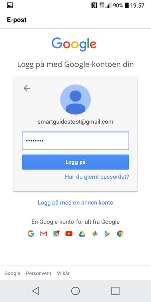 Skriv inn passord og velg Logg på