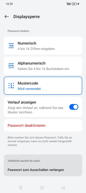 Ihr Handy ist jetzt mit einer Bildschirmsperre gesichert
