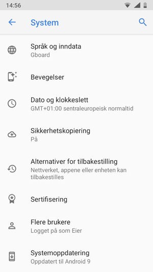 Bla til og velg Systemoppdatering
