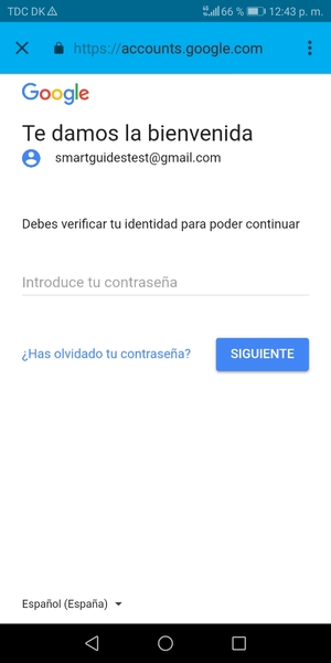 Introduzca su contraseña de Gmail y seleccione SIGUIENTE