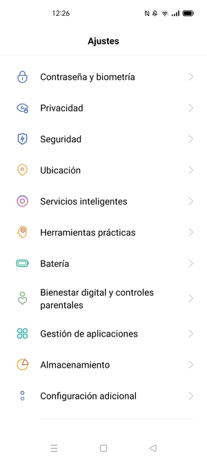 Desplácese y seleccione Seguridad