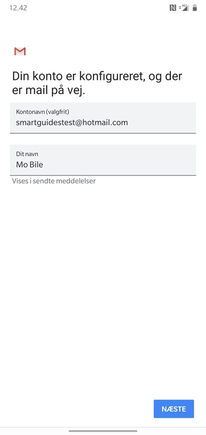 Giv din konto et navn og indtast dit navn. Vælg NÆSTE