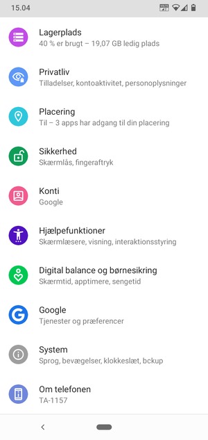 Scroll til og vælg Sikkerhed