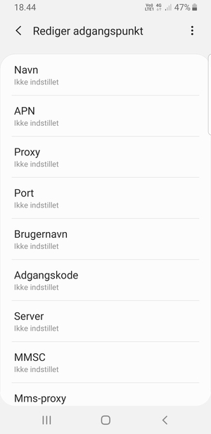 Indtast internet-oplysninger