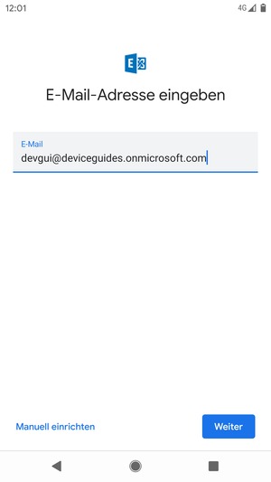Geben Sie Ihre E-Mail-Adresse ein und wählen Sie Manuell einrichten