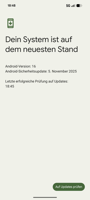 Falls Ihr Handy aktualisiert ist, wird Ihnen der folgende Bildschirm angezeigt