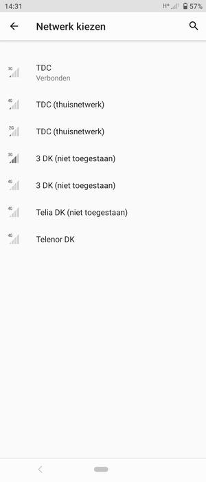 Selecteer een netwerkoperator uit de lijst