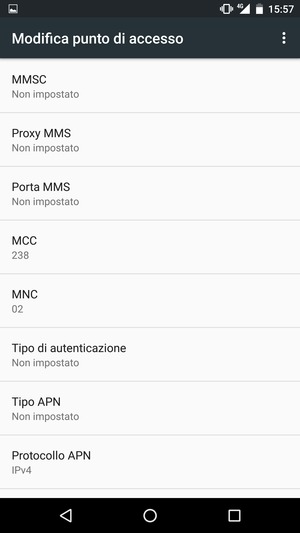Scorri verso il basso e inserisci le informazioni degli MMS