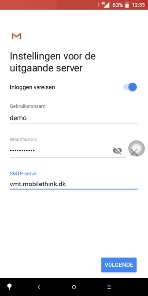 Voer Uitgaand serveradres in